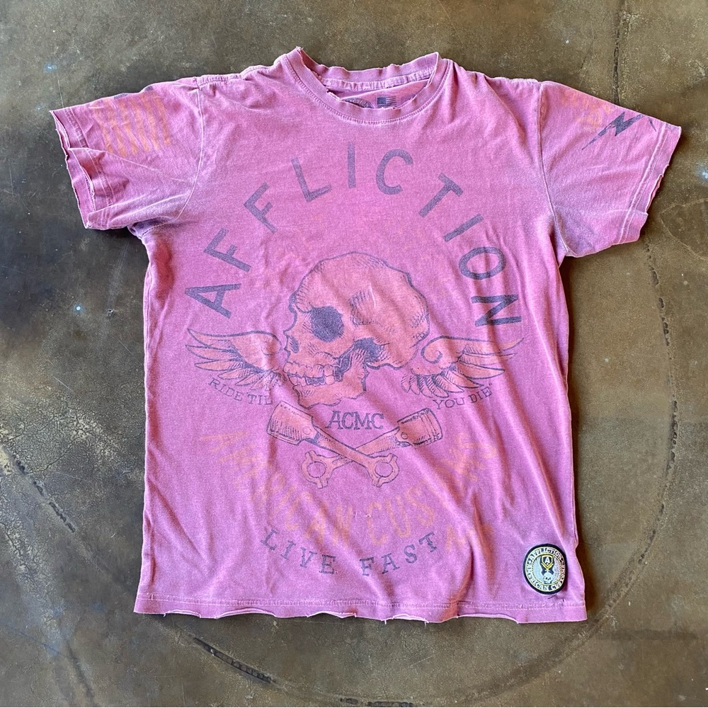 VTG Y2K Affliction Skull Wing ACMC Live Fast Matt Hotch Tee